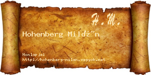 Hohenberg Milán névjegykártya